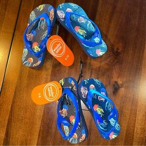 Kids Jellyfish Flip Flops! 2 PAIRS! Size 7-8 & 9-10